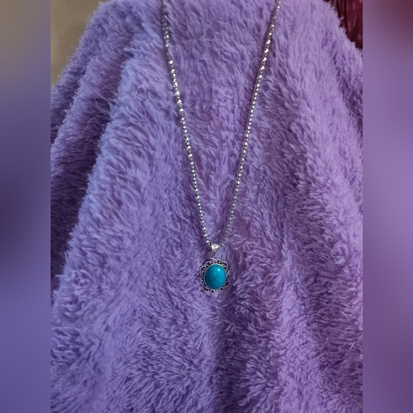 Jewelry - Silver Necklace with Turquoise Pendant